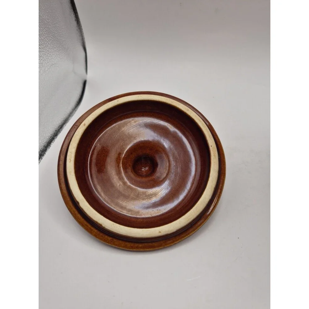 Hull Pottery Bean Pot Brown Drip Glaze Crock Jar Oven Proof Vintage Made In USA